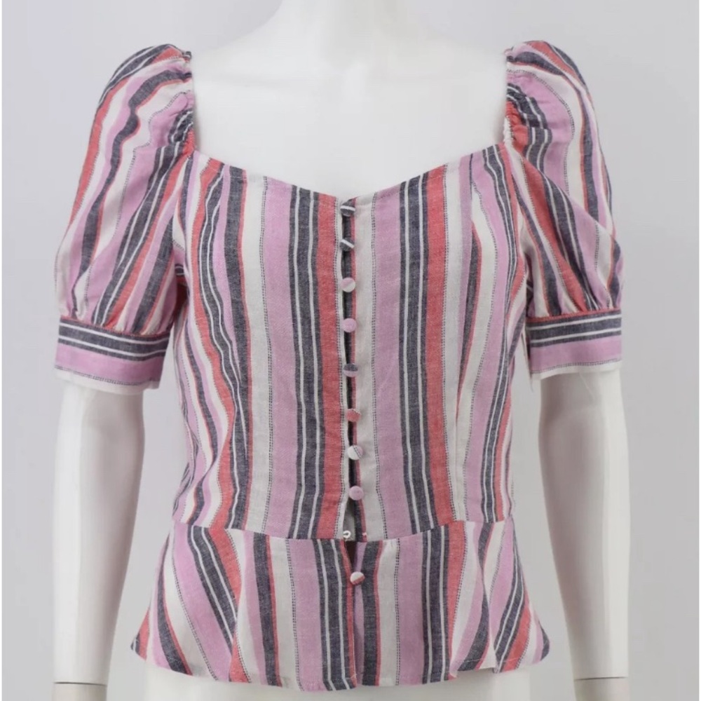 Laundry by Shelli Segal NWT Linen Blend Peplum Top